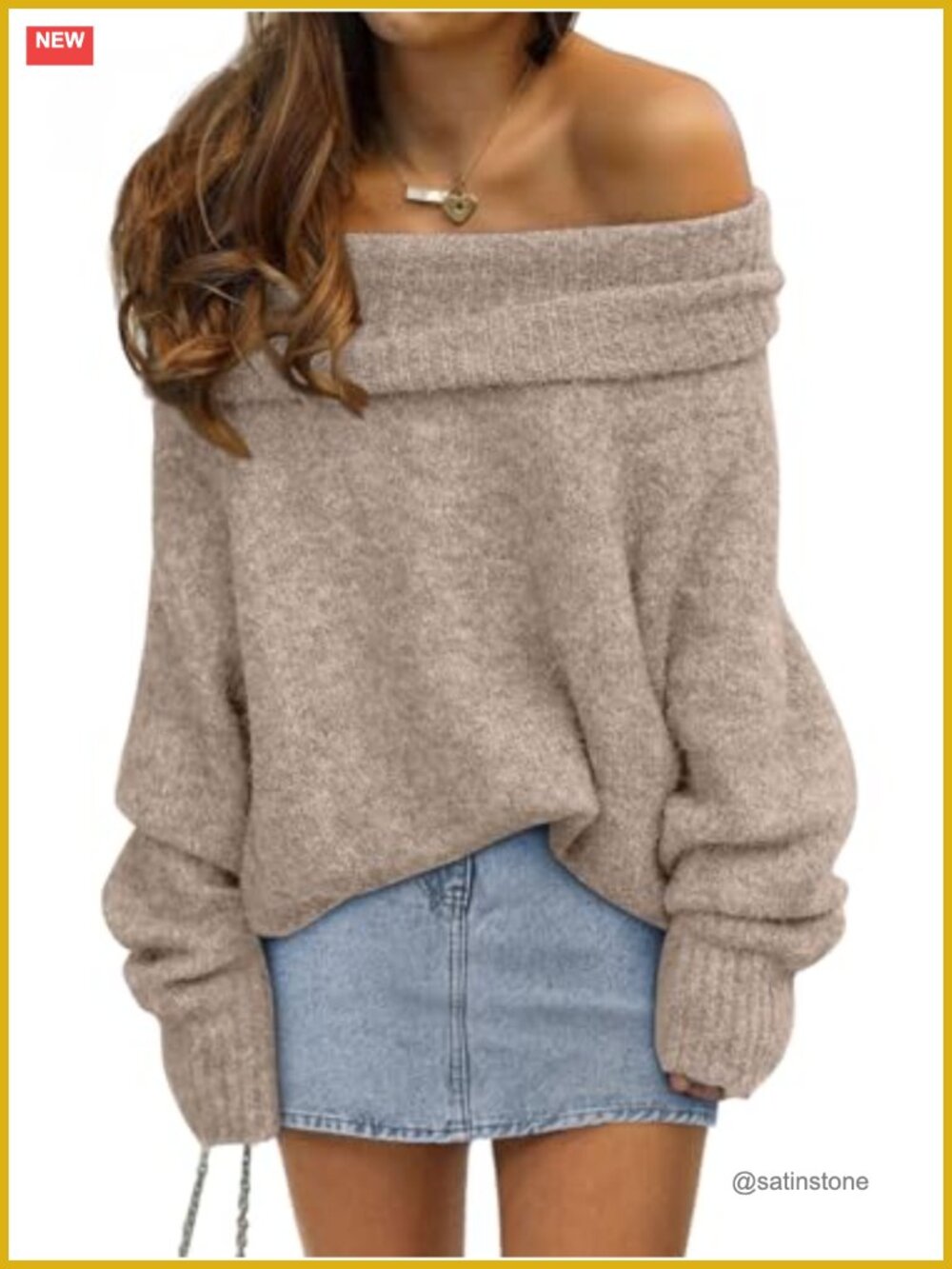 Off The Shoulder Oversized Sweater Pullover Loose Fit Casual Fall Winter Top